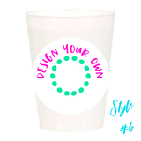 (26 Styles) Set of 10 16oz Frosted Reusable Cups + Design Your Own Bulk Option