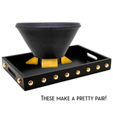 12” Wood Bowl with Gold Feet