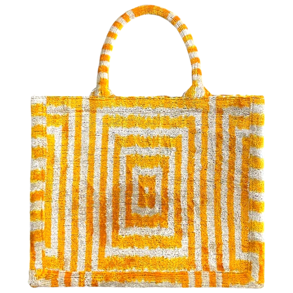 Hand Woven Silk Ikat Rainbow Tiger Stripe Tote - James Ascher