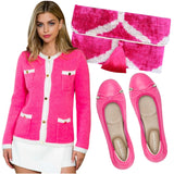 Pink Leather Foldable Sandring Flats with Double Cushion Insole & Travel Purse, made in London