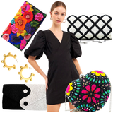 Hand Beaded Multicolor Heart Bag with Chain