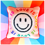 Needlepoint “Love Is Love Is Love” Pillow with Velvet Back