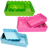 Set of TWO White, Green, Pink or Blue Enameled Tin Scalloped Trays (15” & 9”)