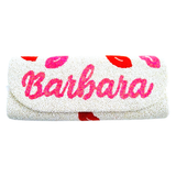 Hand Beaded Monogrammed Lips Bag with Optional Shoulder Chain