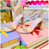 Suede & Wavy Rhinestone Bianca Heels