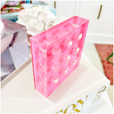 Hand Poured Cut & Polished Acrylic & Resin Bowl + Pink Hand Cut Acrylic Pen Holder / Tabletop Decor