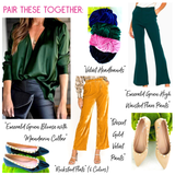 Emerald Green Satin V-Neck Blouse with Mandarin Collar