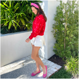 Pink Leather Foldable Sandring Flats with Double Cushion Insole & Travel Purse, made in London
