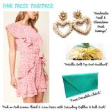 Pink on Pink Woven Floral A-Line Dress with Cascading Ruffles & Belt Sash