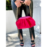 Handmade Silk Velvet Pink & Red Dolly Bag & π Brooke Bag, Handmade in Turkey