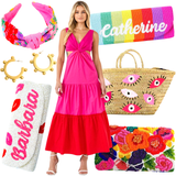 Hand Beaded Monogrammed Lips Bag with Optional Shoulder Chain