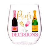 (12 styles) Set of 4 UNBREAKABLE Stemless Wine Glasses, made from Recycled Plastic