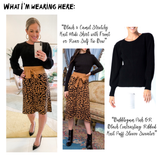 Bubblegum Pink OR Black Contrasting Ribbed Knit Puff Sleeve Sweater