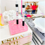 Hand Poured Cut & Polished Acrylic & Resin Bowl + Pink Hand Cut Acrylic Pen Holder / Tabletop Decor