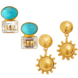 Turquoise, Aquamarine & 18K Gold Plated Jewelry