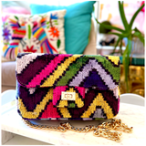 Handmade Silk Velvet Pink & Red Dolly Bag & π Brooke Bag, Handmade in Turkey