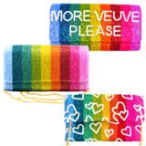 Hand Beaded Metallic Rainbow Veuve Bag with Optional Shoulder Chain