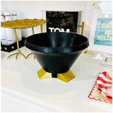 12” Wood Bowl with Gold Feet
