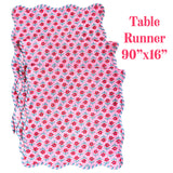 Sabrina Block Print Tablecloth, Table Runner, Placemats, Napkins & Tea Towels