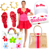 Hand Beaded Monogrammed Lips Bag with Optional Shoulder Chain