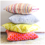 Handcrafted Velvet Pillows in Pink or Green Basketweave