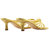 Metallic Gold Leather Crisscross Mercedes Heels, Made in Spain