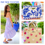 Handmade Beaded Hearts Canvas Bag