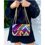 Handmade Silk Velvet Pink & Red Dolly Bag & π Brooke Bag, Handmade in Turkey