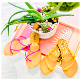 Neon Pink or Neon Yellow PU Leather Crisscross Sandals