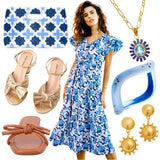 Turquoise, Aquamarine & 18K Gold Plated Jewelry