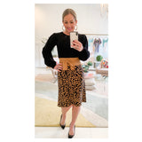 Bubblegum Pink OR Black Contrasting Ribbed Knit Puff Sleeve Sweater