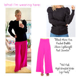 Hot Pink High Waisted Wide Leg Pants with Side Zip