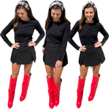 Red Leather 3” Hidden Wedge Heel Piper Boots with Buckle Detail