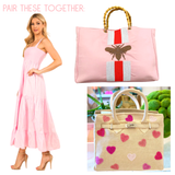 Handmade Beaded Hearts Canvas Bag