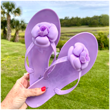 Lavender Flower Jelly Thong Sandal