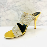 Gold Glitter Lexi Heels with Comfort Fit Band, Handmade in Italy