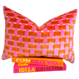 Handcrafted Velvet Pillows in Pink or Green Basketweave