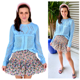 Baby Blue Open Knit Summer Weight Sweater
