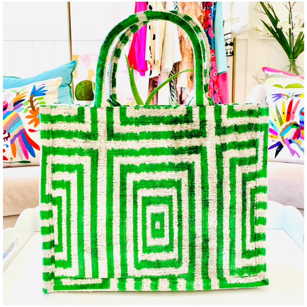 Hand Woven Silk Ikat Rainbow Tiger Stripe Tote - James Ascher