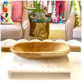 Hand Carved 20” Solid Teak Bowl (heavy)