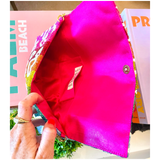 Hand Beaded Metallic Rainbow Veuve Bag with Optional Shoulder Chain