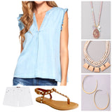 Pink Talen Mixed Stone Medallion Necklace with Turquoise Tassel Charm