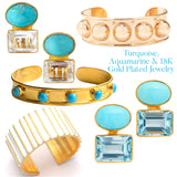 Turquoise, Aquamarine & 18K Gold Plated Jewelry
