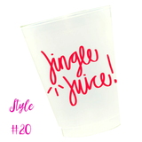 (26 Styles) Set of 10 16oz Frosted Reusable Cups + Design Your Own Bulk Option
