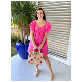 Handmade Beaded Hearts Canvas Bag