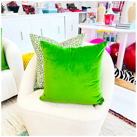 Handmade 22” Green Velvet Pillow (insert included)