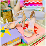 Suede & Wavy Rhinestone Bianca Heels