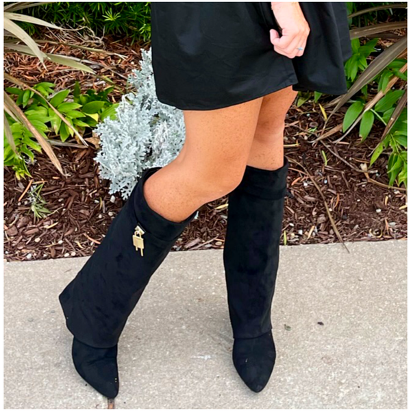 Wedge black suede shop boots