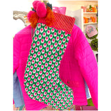 Beatrice Quilted Placemats & Dinner Napkins, and Stocking with Tassels/Poms + Scalloped Tree Skirt