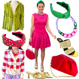 Handmade Silk Velvet Pink & Red Dolly Bag & π Brooke Bag, Handmade in Turkey